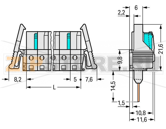 MCS MIDI Розетка для клемм на рейку; 0.6 x 1 mm pins; прямые; 100% защита от неправильного подсоединения; Фиксирующий рычаг; Шаг контактов 5 мм; 20-пол.; светло-серые Wago 722-150/005-000/039-000 Съемные соединители для клемм, монтируемых на рейку, оснащенные технологией CAGE CLAMP®Розетки с длинными контактными выводами подсоединяются к монтажным отверстиям клемм, монтируемых на DIN-рейку, серии 280Розетки имеют защиту от касания в неподключенном состоянии, что обеспечивает дополнительную безопасность100% защита от неправильного подсоединенияВозможны варианты кодировки...