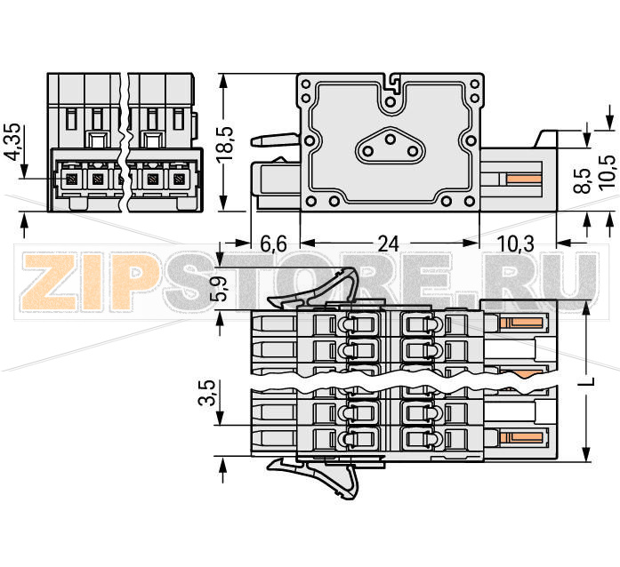 MCS MINI 2-conductor combi strip; 100% защита от неправильного подсоединения; Фиксирующий рычаг; 1,5; Шаг контактов 3,5 мм; 5-пол.; 1,50 mm; светло-серые Wago 734-365/037-000 Универсальное соединение для всех типов проводников2-проводная колодка совмещает соединения через вывод и через розеткуДля размножения потенциаловПластины разгрузки натяжения, заводская сборка или монтаж на местеПитание со стороны вилкиКолодки Combi можно подключать к нескольким выводам100% защита от неправильного подсоединенияВозможны варианты кодировки...