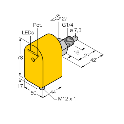 Датчик потока погружного типа с оценочной электроникой Turck FCS-G1/4A4P-AP8X-H1141 