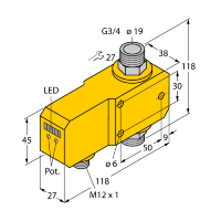 Датчик потока встраиваемый в линию с оценочной электроникой Turck FCI-D20A4P-LIX-H1141