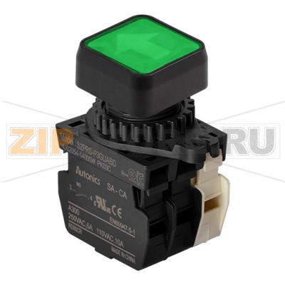 Выключатель кнопочный, Ø отверстия: 22/25 мм Autonics S2PRS-P3GUABDM 