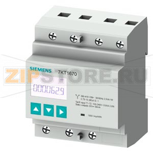 SENTRON, измерительный инструмент, 7KT PAC1600, LCD, L-L: 400 V, L-N: 230 V, 80 A, DIN-рейка, 3-фаз., Modbus RTU/ASCII, прямая / активная / реактивная Siemens 7KT1665 