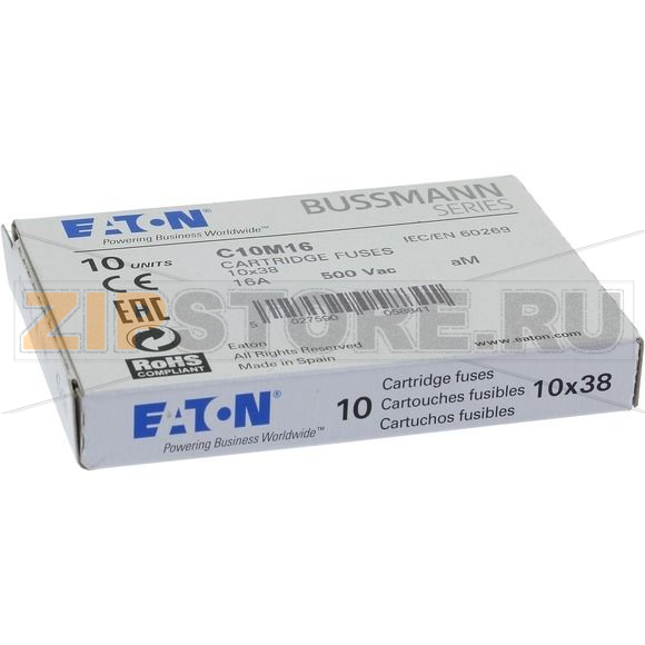 Предохранитель, 1 A, AC 500 В, 120 кА, 10x38 мм, aM, IEC Eaton CYLINDRICAL FUSE 10x38 1A AM 500 