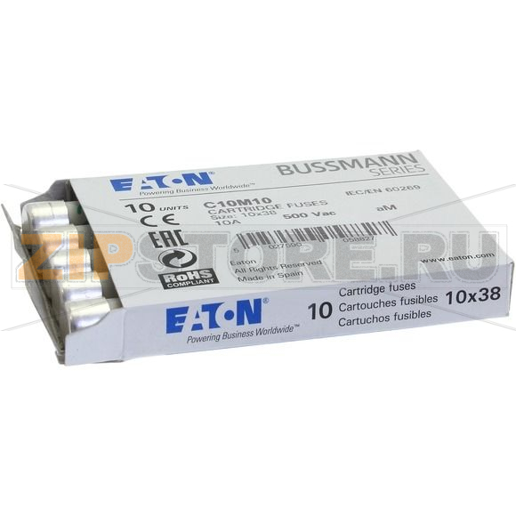 Предохранитель, 1 A, AC 500 В, 120 кА, 10x38 мм, aM, IEC Eaton CYLINDRICAL FUSE 10x38 1A AM 500 