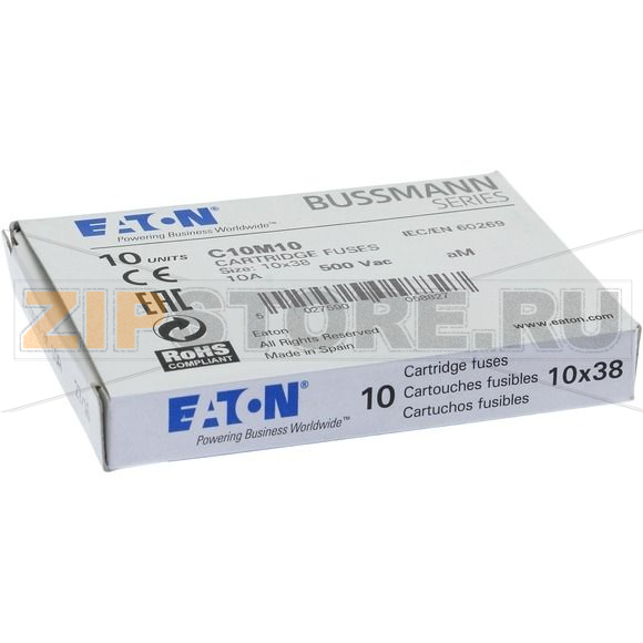 Предохранитель, 1 A, AC 500 В, 120 кА, 10x38 мм, aM, IEC Eaton CYLINDRICAL FUSE 10x38 1A AM 500 