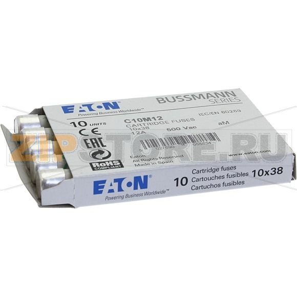 Предохранитель, 1 A, AC 500 В, 120 кА, 10x38 мм, aM, IEC Eaton CYLINDRICAL FUSE 10x38 1A AM 500 