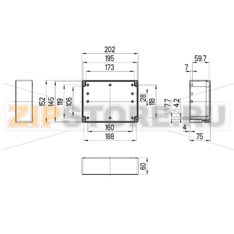 Корпус 202x152x90 мм, материал: пластик, серый, 1 шт Spelsberg TG ABS 2015-9-to 