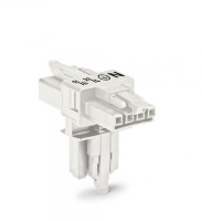 T-distribution connector; 4-pole; Cod. A; 1 input; 2 outputs; 3 locking levers; for flying leads; white Wago 890-677