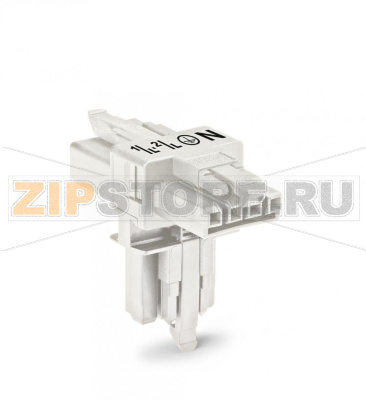 T-distribution connector; 4-pole; Cod. A; 1 input; 2 outputs; 3 locking levers; for flying leads; white Wago 890-677 Protected against mismating and maintenance-freeLow profile with 4.4 mm pole spacing...