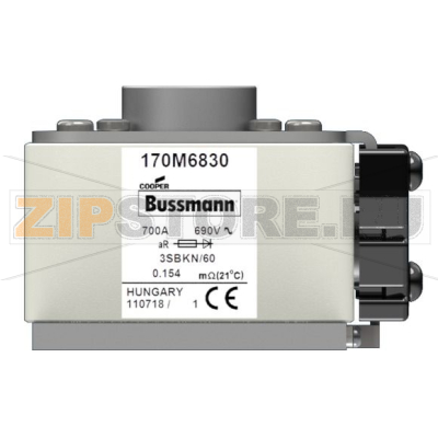 Предохранитель, 700 A, AC 690 В, 200 кА, size 3, 70x104x59 мм, aR, IEC Eaton FUSE 700A 690V 3SB 
