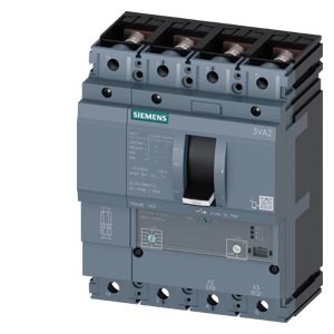 ВЫКЛЮЧАТЕЛЬ В ЛИТОМ КОРПУСЕ 3VA2 IEC ТИПОРАЗМЕР 160 КЛАСС ОТКЛ. СПОСОБНОСТИ  H ICU=85KA @ 415 В 4-ПОЛЮС., ЗАЩИТА ЛИНИИ ETU340,  ELISA LI, IN=63A ЗАЩИТА ОТ ПЕРЕГРУЗКИ IR=25,2A . ..63A ЗАЩИТА ОТ ТОКА КЗ II=15 X IN РЕГУЛИР. ЗАЩИТА НЕЙТРАЛИ (OFF,100%) ШИННОЕ 
