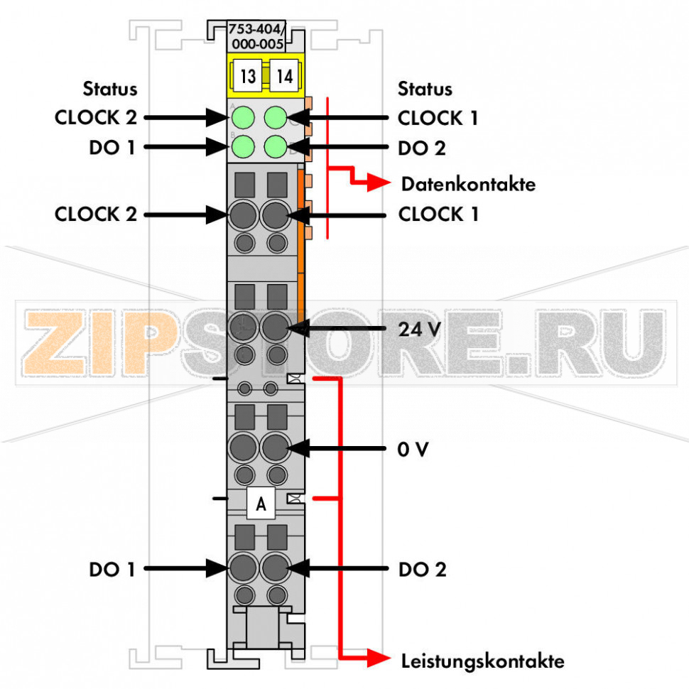 2 прямой счетчик; 16 бит; - Wago 753-404/000-005 