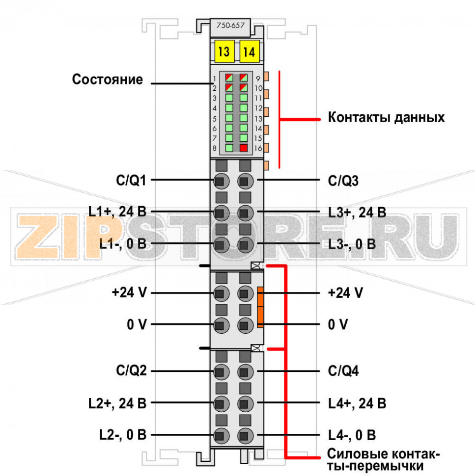 Управляющий модуль IO-Link; светло-серые Wago 750-657 