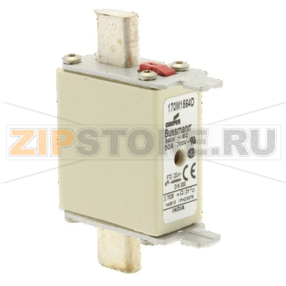 Предохранитель, 50 A, AC 690 В, 200 кА, DIN 000, gR, DIN, IEC Eaton FUSE 50A 690V gR DIN 000 HSDNH 