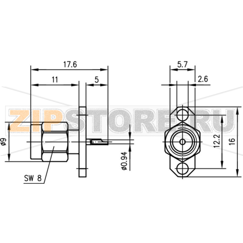 Разъем SMA, 50 Ом, 1 шт Telegärtner J01150A0161 