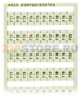 Маркировочная карта WSB; в картах; МАРКИРОВАНО; F11, ..., F20 (10x); not stretchable; Вертикальная маркировка; с креплением на защелке; белые Wago 209-700/209-124