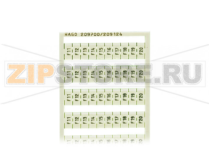 Маркировочная карта WSB; в картах; МАРКИРОВАНО; F11, ..., F20 (10x); not stretchable; Вертикальная маркировка; с креплением на защелке; белые Wago 209-700/209-124 