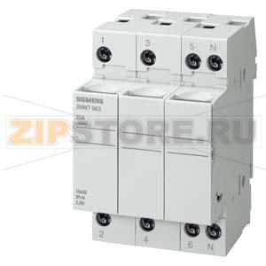 МОДУЛЬНЫЙ ДЕРЖАТЕЛЬ ДЛЯ ЦИЛИНДРИЧЕСКИХ ПРЕДОХРАНИТЕЛЕЙ РАЗМЕР 10X38MM 32A, 3+N-ПОЛЮСН. Siemens 3NW7063 