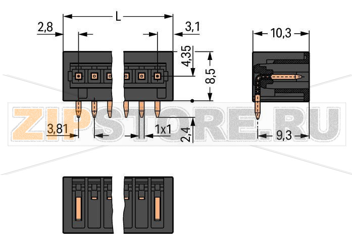 MCS MINI Вилка под пайку THR; 1.0 x 1.0 mm solder pin; угловые; 100% защита от неправильного подсоединения; упаковка в ленте на бобине; Шаг контактов 3,81 мм; 3-пол.; черные Wago 734-263/105-604/997-405 Вилки для пайки оплавлением припоя для поверхностного монтажаДоступны в ленте на бобине для автоматической сборкиОптимальная теплопроницаемость благодаря дизайну корпуса контакта обеспечивает более низкие температуры пайки100% защита от неправильного подсоединенияВозможны варианты кодировки...