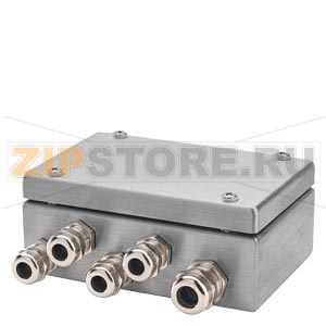 Junction box SIWAREX JB ATEX stainless steel housing to connect in parallel up to 4 load cells in 4-wire or 6-wire system; degree of protection: IP66; dimensions: 150 x 100 x 61 mm; for use in potentially explosive area II 2 G Ex ia/ib IIC T6 Gb; II 3 G E 
