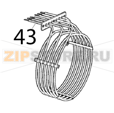 Heating element 6 T., 1.7+1.7+1.3 Unox XVC 205E Heating element 6 T., 1.7+1.7+1.3 Unox XVC 205EЗапчасть на деталировке под номером: 43