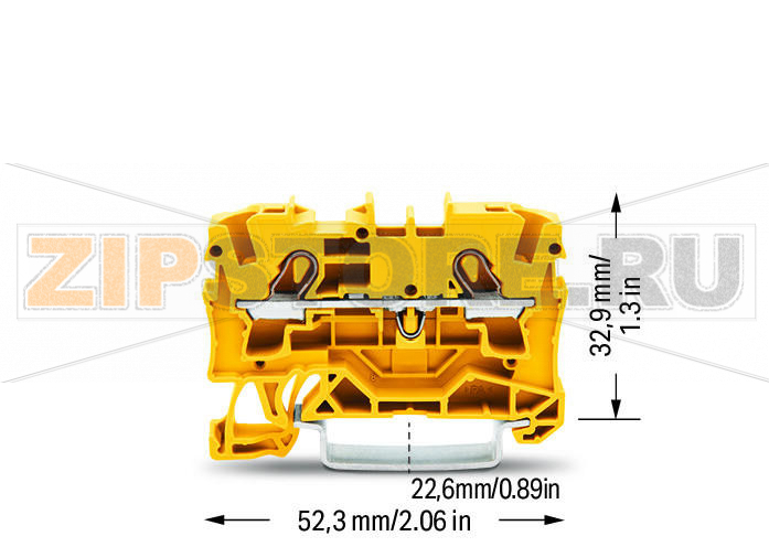 2-проводные проходные клеммы; 4 mm; подходят для исполнений Ex e II; боковая и центральная маркировка; для DIN-рейки 35 x 15 и 35 x 7,5; Push-in CAGE CLAMP®; 4,00 mm; желтые Wago 2004-1206 
