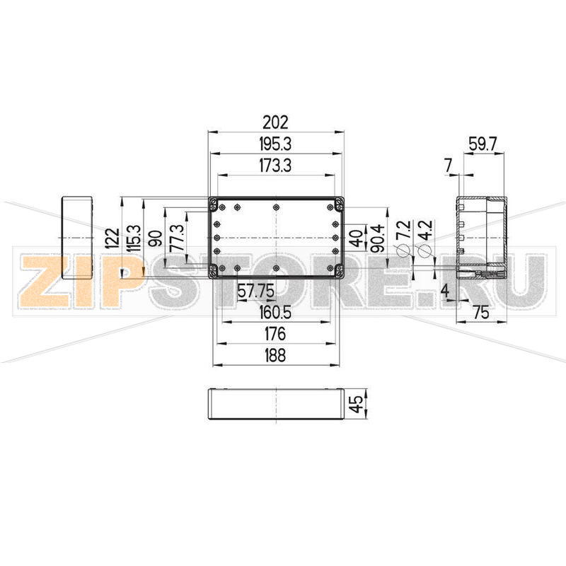 Корпус 202x122x75 мм, материал: пластик, серый, 1 шт Spelsberg TG ABS 2012-8-to 