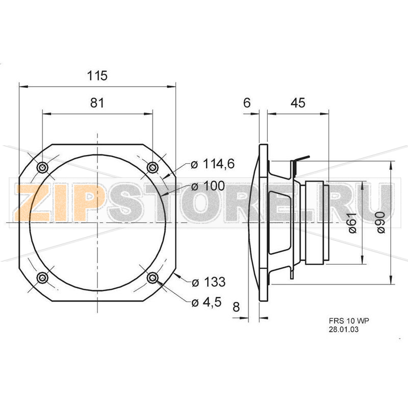 Динамик 25-50 Вт, 90-19 000 Гц, 8Ω, 90 дБ, 0.036 кг, белый Visaton FRS 10 WP 4 