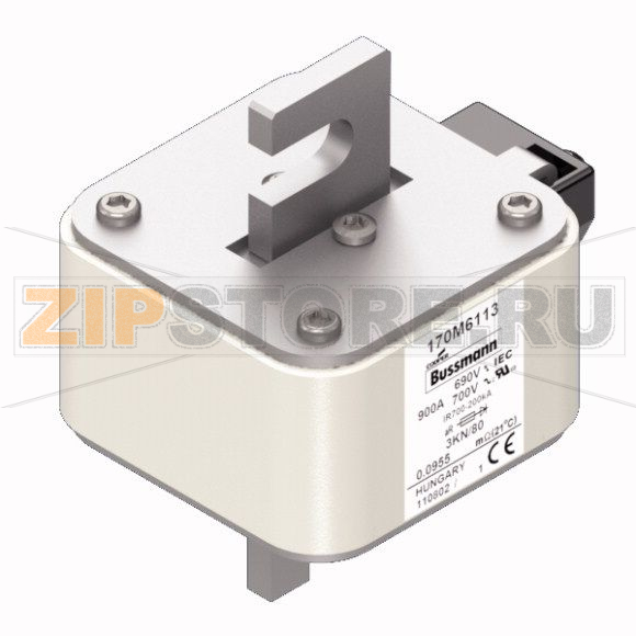 Предохранитель, 900 A, AC 690 В, 200 кА, 3, 76x92x109 мм, aR, DIN, IEC Eaton FUSE 900A 690V 3KN 