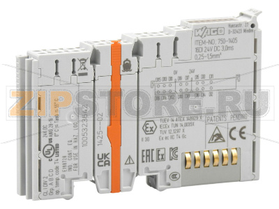 16-канальный дискретный вход; тока; 3 мс; светло-серые Wago 750-1405 