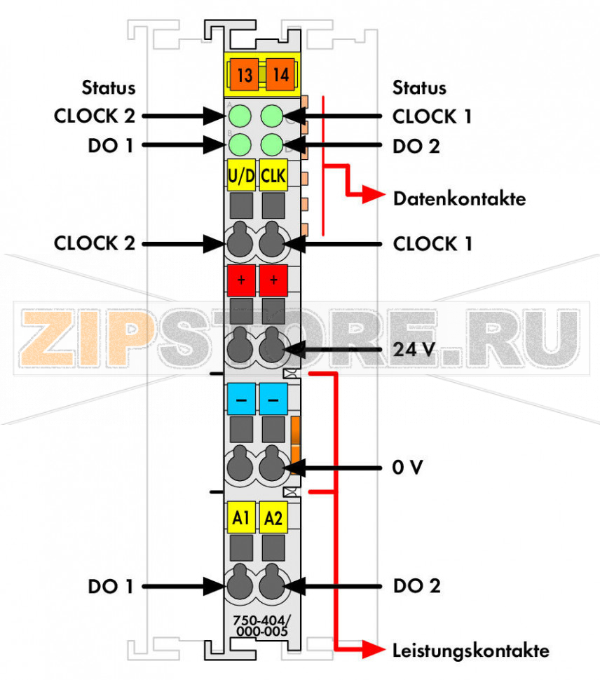 2 прямой счетчик; 16 бит; светло-серые Wago 750-404/000-005 