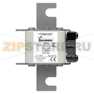 Предохранитель, 700 A, AC 690 В, 200 кА, size 1, 53x69x111 мм, aR, IEC Eaton FUSE 700A 690V 1EK 