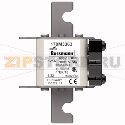 Предохранитель, 125 A, AC 690 В, 200 кА, size 1, 45x59x102 мм, aR, IEC UL Eaton FUSE 125A 690V 