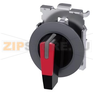 АКТУАТОР ПОВОРОТНОГО ПЕРЕКЛЮЧАТЕЛЯ С ВОЗМОЖНОСТЬЮ ПОДСВЕТКИ, 30MM, КРУГЛ., МЕТАЛЛ МАТОВЫЙ, РУКОЯТКА ДЛИННАЯ ЧЁРНАЯ С КРАСНОЙ ВСТАВКОЙ, ПЛОСКОЕ ФРОНТАЛЬНОЕ КОЛЬЦО, 3 КОММУТАЦИОННЫХ ПОЛОЖЕНИЯ: I-O-II, С ФИКСАЦИЕЙ, УГОЛ ПОВОРОТА РУКОЯТКИ 2X45 ГРАД.: 10:30Ч./ 