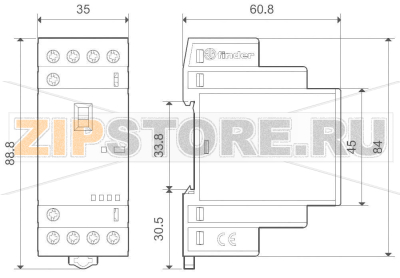 Контактор модульный 12 V (DC), 12 V (AC), 25 A Finder 22.34.0.012.4640 