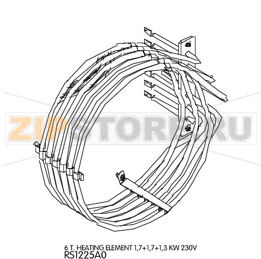 ТЭН 6 T. 1,7+1,7+1,3кВт, 230В Unox XVC 055 (4,7кВт) ТЭН 6 T. 1,7+1,7+1,3кВт, 230В Unox XVC 055 (4700Вт)Запчасть на деталировке под номером: 50Название запчасти на английском языке: 6 T. Heating Element 1,7+1,7+1,3 KW 230V Unox XVC 055