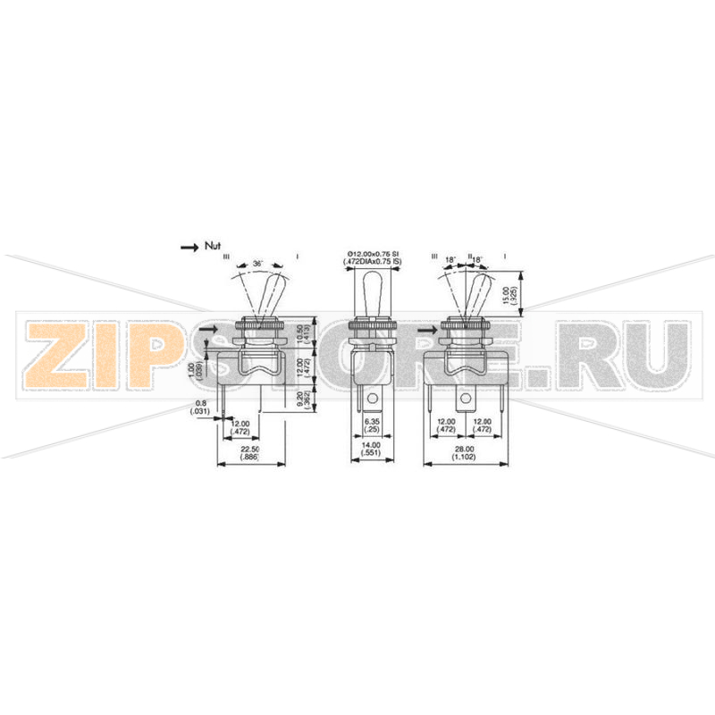 Тумблер 250 В/AC, 3 А, 1 x выкл/вкл, 1 шт APEM 1011A 