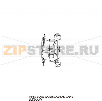 Three-stage water solenoid valve Unox XVC 105 Three-stage water solenoid valve Unox XVC 105Запчасть на деталировке под номером: 21Название запчасти на английском языке: Three-stage water solenoid valve Unox XVC 105