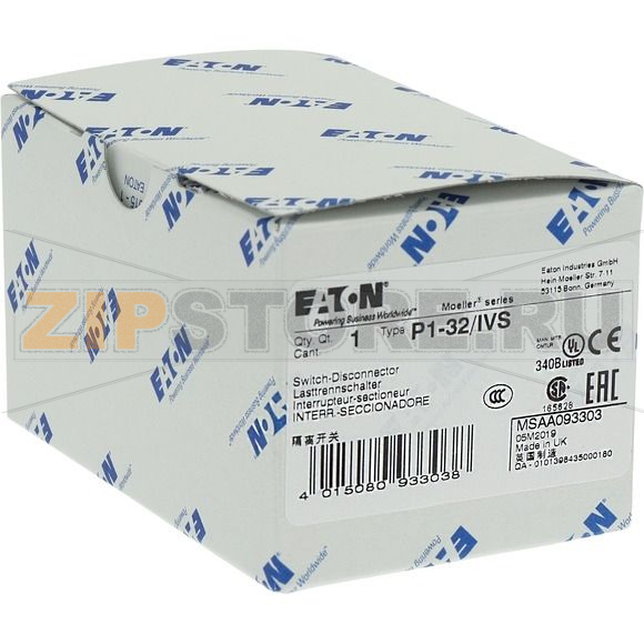 Переключатель вкл/выкл, P1, 32 A, монтаж в распределителе, 3-полюсн Eaton P1-32/IVS 
