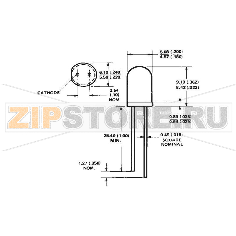 Светодиод круглый 2.1 мкд, желтый, 5 мм, 50°, 2 мА, 1.8 В Avago Technologies HLMP-4719 