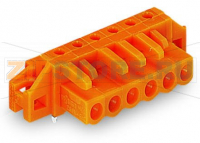 MCS MIDI Classic Розетка под пайку THT; 0.6 x 1.0 mm solder pin; угловые; зажимное кольцо; Шаг контактов 5,08 мм; 6-пол.; оранжевые Wago 232-266/031-000