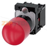 Грибовидная кнопка аварийного останова, 22 мм, кругл., пластмасса, цвет: красный, 30 мм, положительная блокировка, согласно DIN EN ISO 13850, поворотный расцепной механизм, без желтой таблички, с держателем, 1 НЗ, 1 НЗ, винтовой зажим Siemens 3SU1100-1GB2