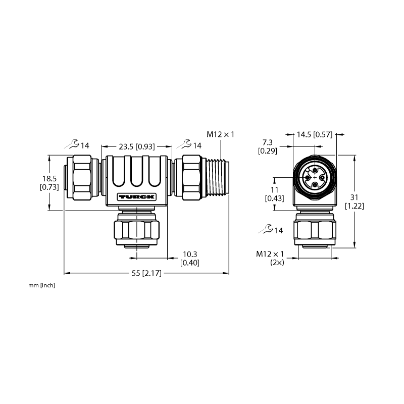 Разветвитель 2-х канальный Turck VT2-FKMV5-FKMV5-FSMV5 