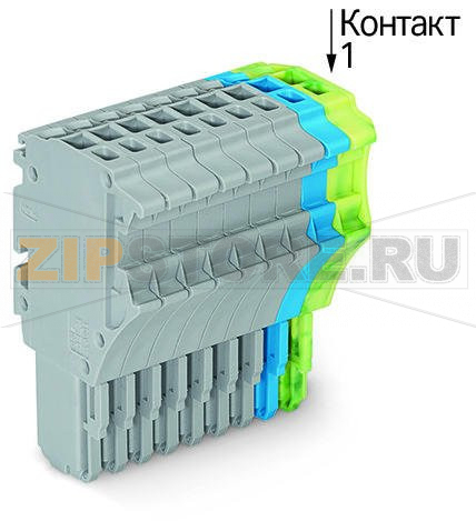 1-проводниковая розетка; 1,5; 11-пол.; 1,50 mm; серые, синие, желто-зеленые Wago 2020-111/000-038 