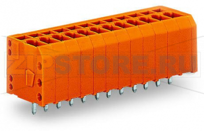 Клемма на печатную плату; 1,5; Шаг контактов 3,81 мм; 5-пол.; CAGE CLAMP®; 1,50 mm; оранжевые Wago 739-335 Клеммные колодки с соединением CAGE CLAMP®, монтаж проводников при помощи отверткиВвод и работа проводника в вертикальном положении помогают экономить место...