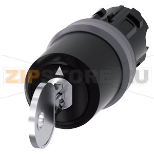 замковый переключатель Siemens с контролем наличия ключа, пластмасса с металлическим лицевым кольцом, номер замка SSG10, с 2 ключами, 3 коммутационных положения O-I-II, с фиксацией, угол коммутации 2 x 45&amp;#176;, 10:30 ч/12:00 ч/13:30 ч, извлечение/выброс 