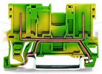 2-контактные базовые клеммы с заземлением; для DIN-рейки 35 x 15 и 35 x 7,5; зеленые-желто Wago 769-227