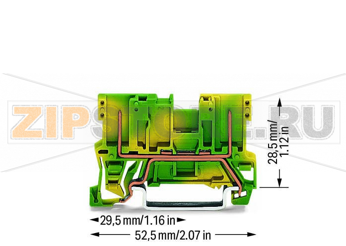 2-контактные базовые клеммы с заземлением; для DIN-рейки 35 x 15 и 35 x 7,5; зеленые-желто Wago 769-227 