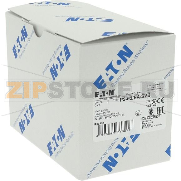 Выключатели главные, P3, 63 A, 3-полюсн Eaton P3-63/EA/SVB 