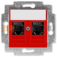 Розетка компьютерная, 2хRJ45, красная ABB 2CHH296118A6065